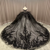 Black Quinceanera Dress Off The Shoulder Ball Gown Sweet 16 Dress